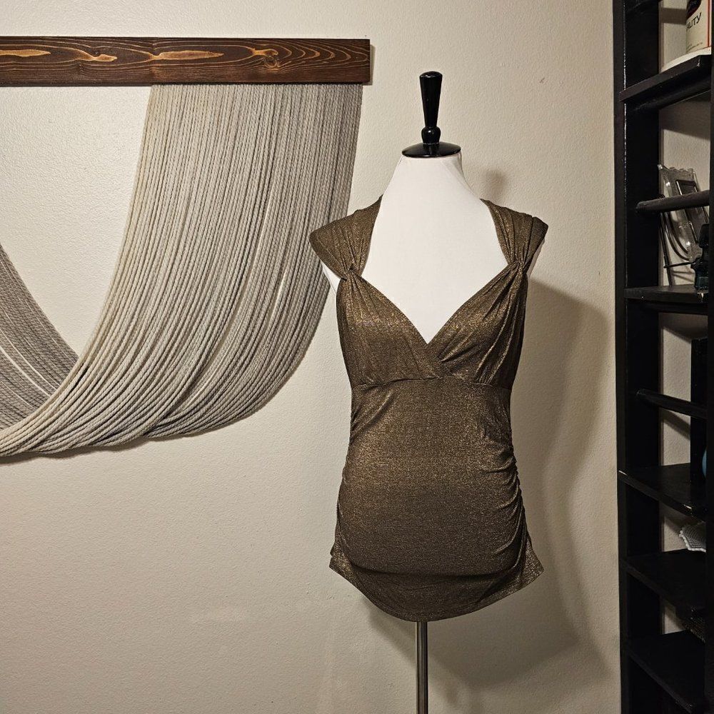 Cache Metallic Brown Top Sz L - Picture 2 of 4